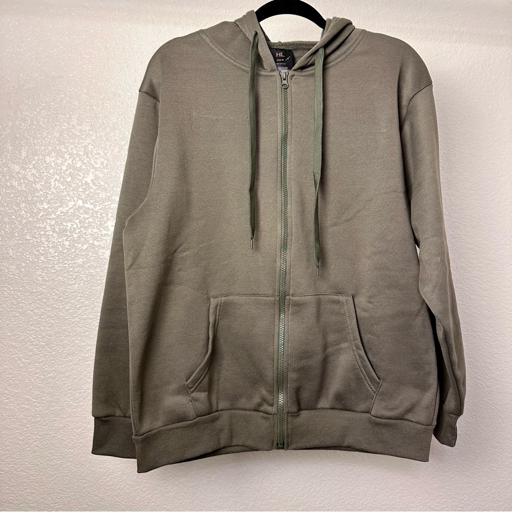 Olive Green NWT Hooded Zipper Jacket with Front Pockets